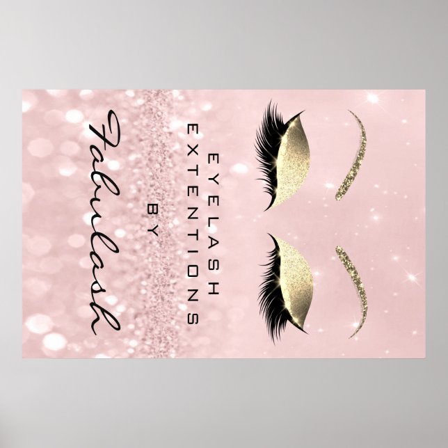 Makeup Beauty Salon Namn Ro Guld Rosa Eyebrow Poster (Framsidan)