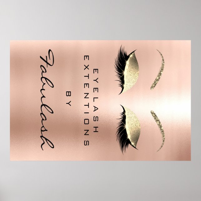 Makeup Beauty Salon Namn Ro Guld Rosa Eyebrows Poster (Framsidan)