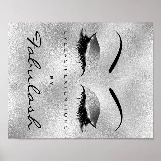 Makeup Beauty Salon Namn Silver Glitter Eyebrows Poster (Framsidan)