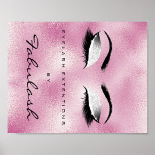 Makeup Beauty Salon Namn Silver Glitter Rosa Poster