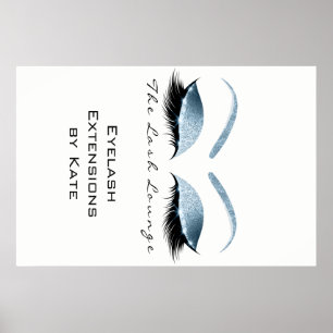 Makeup Beauty Salon Namn White Blue Black Eyebrows Poster