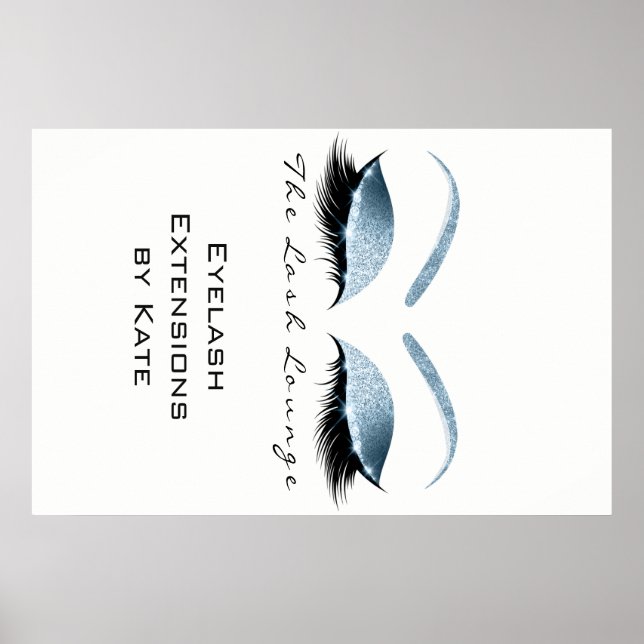 Makeup Beauty Salon Namn White Blue Black Eyebrows Poster (Framsidan)