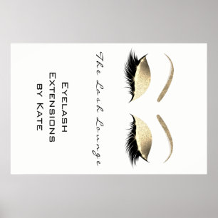 Makeup Beauty Salon Namn White Guld Black Eyebrows Poster