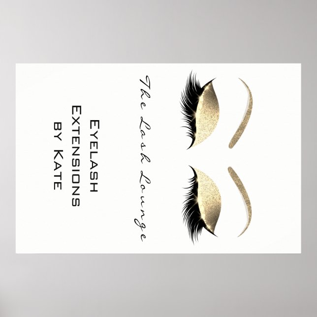 Makeup Beauty Salon Namn White Guld Black Eyebrows Poster (Framsidan)