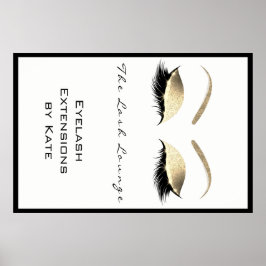 Makeup Beauty Salon Namn White Guld Glam Eyebrows Poster
