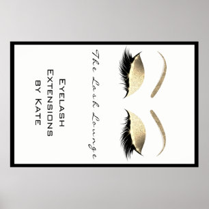 Makeup Beauty Salon Namn White Guld Glam Eyebrows Poster