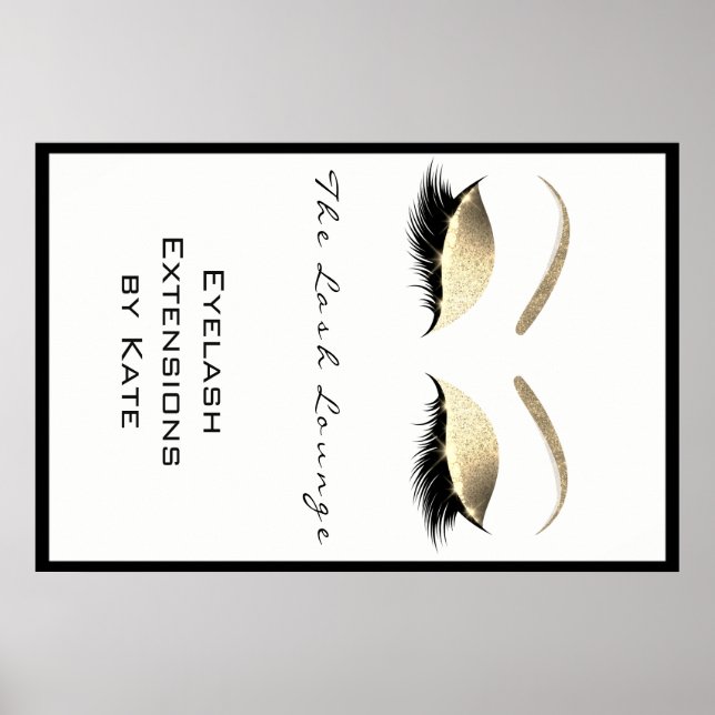 Makeup Beauty Salon Namn White Guld Glam Eyebrows Poster (Framsidan)