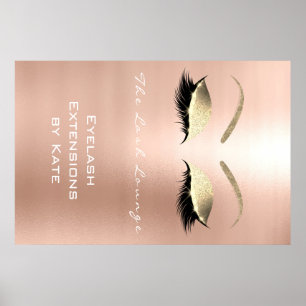 Makeup Beauty Salon Namn White Guld Ro Eyebrows Poster