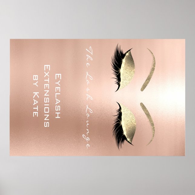 Makeup Beauty Salon Namn White Guld Ro Eyebrows Poster (Framsidan)