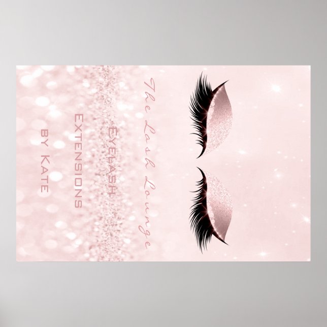 Makeup Beauty Salon Namn White Rosa ros Lash Poster (Framsidan)
