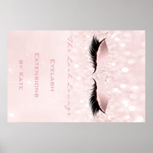 Makeup Beauty Salon Namn White Rosa Sparkly Lash Poster