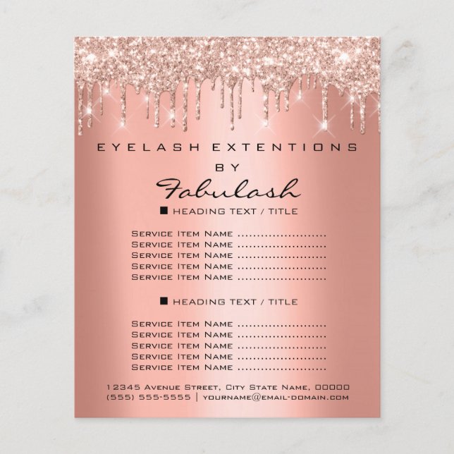 Makeup Beauty Salon Ro Glitter Flyer Coral Drives (Framsidan)