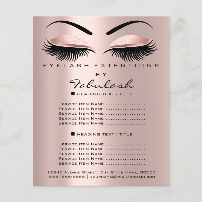Makeup Beauty Salon Ro Glitter Flyer Lash Brows (Framsidan)