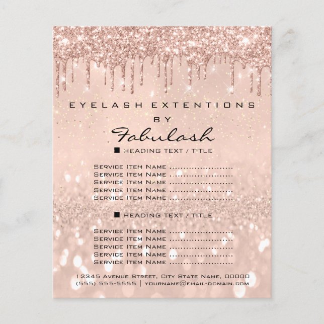 Makeup Beauty Salon Ro Glitter Flyer Pris (Framsidan)