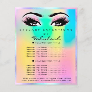 Makeup Beauty Salon Ro Glitter Holograph Lash Flygblad