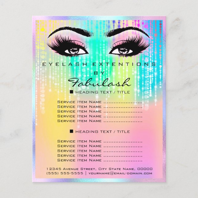 Makeup Beauty Salon Ro Glitter Holograph Unicorn Flygblad (Framsidan)