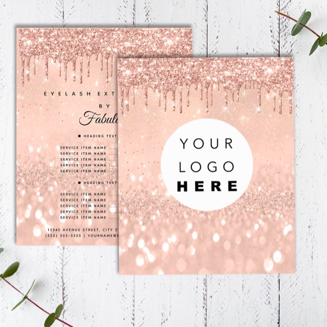 Makeup Beauty Salon Ro Glitter Pris Logotyp Flygblad (Makeup Beauty Salon Rose Glitter Price Logo Flyer)