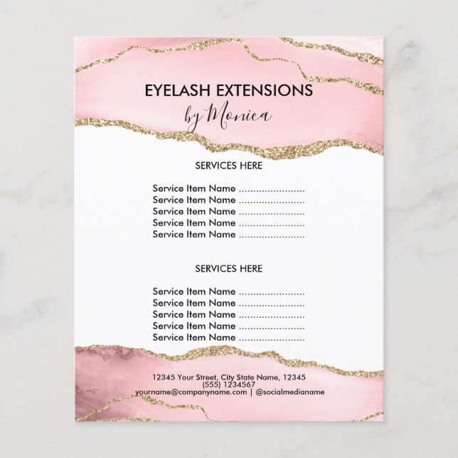 Makeup Beauty Salon  Rosa Girly Modern Flygblad (Framsidan)