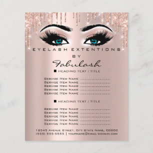 Makeup Beauty Salon Rosa Glitter Blue Öga Lash Flygblad