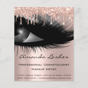 Makeup Beauty Salon Rosa Glitter Drips Grått Ro Flygblad