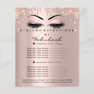 Makeup Beauty Salon Rosa Glitter Flyer Brows Lash