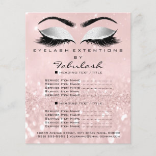 Makeup Beauty Salon Rosa Glitter Flyer Grått Lash