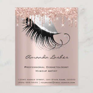 Makeup Beauty Salon Rosa Glitter Flyer Grått Ro