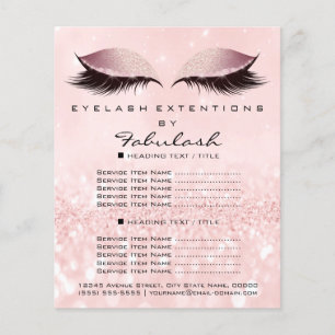 Makeup Beauty Salon Rosa Glitter Flyer Powder Lash