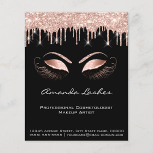 Makeup Beauty Salon Rosa Glitter Flyer Spark Black