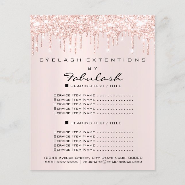 Makeup Beauty Salon Rosa Glitter Flyer Spark Drift (Framsidan)