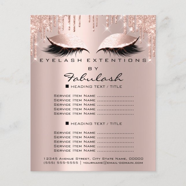 Makeup Beauty Salon Rosa Glitter Flyer Spark Lash (Framsidan)