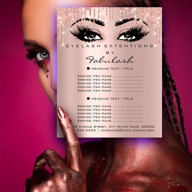 Makeup Beauty Salon Rosa Glitter Pris Eyelash Flygblad (Makeup Beauty Salon Pink Glitter Prices Eyelashes Flyer)