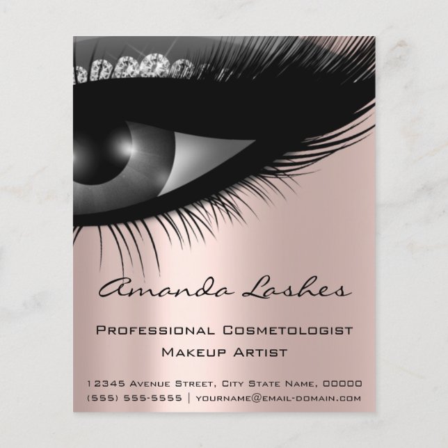 Makeup Beauty Salon Rosa Grått Grått Ro Flygblad (Baksidan)