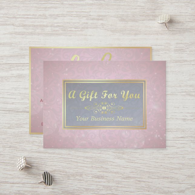 Makeup Beauty Salon Rosa & Guld Gift Certificate Rabattkort (Fram/Back In Situ)