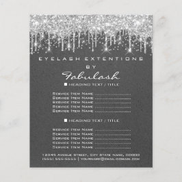 Makeup Beauty Salon Silver Drips Grått Kraft Flygblad