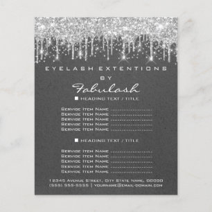 Makeup Beauty Salon Silver Drips Grått Kraft Flygblad