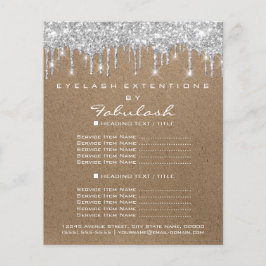 Makeup Beauty Salon Silver Drips Kraft Rustic Flygblad