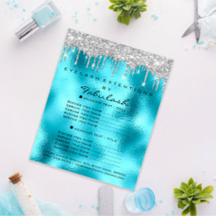 Makeup Beauty Salon Silver Glitter Blu Drives Flygblad