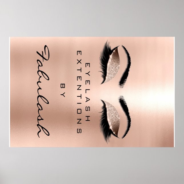 Makeup Beauty Salon Waxing Guld Glam Rosa Eyebrows Poster (Framsidan)