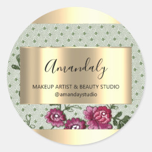 Makeup Beauty Shop Ram Guld favor Ro Snöre Runt Klistermärke