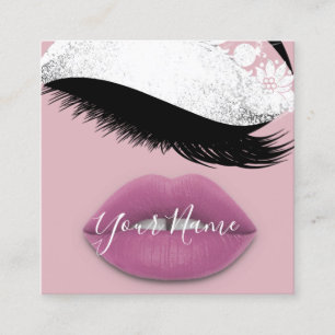 Makeup Boutique White Rosa Läppar Lash QR Code Ro Fyrkantigt Visitkort