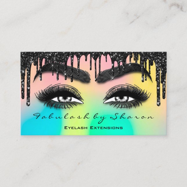 Makeup Brow Eyelash Extension QR Code Drivers Holo Visitkort (Framsida)