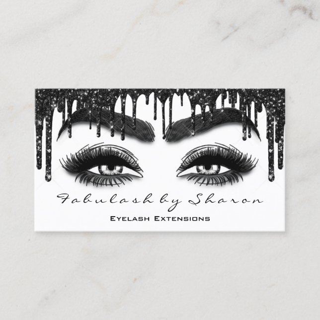 Makeup Brow Eyelash Extension QR Code Drives Black Visitkort (Framsida)