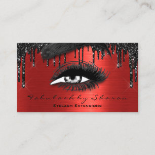 Makeup Brows Eyelash Extension Red Black Drift QR Visitkort