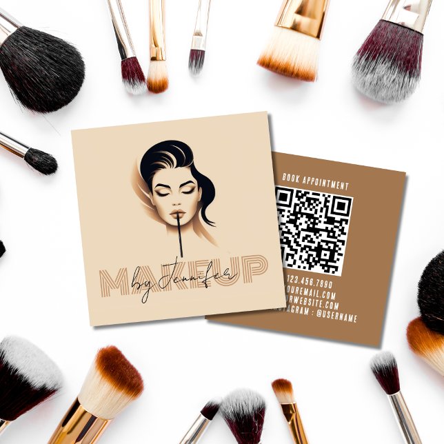 Makeup by Chic Anpassningsbar Professionell QR Cod Fyrkantigt Visitkort (Skapare uppladdad)