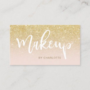 Makeup chic guld glitter rosa visitkort