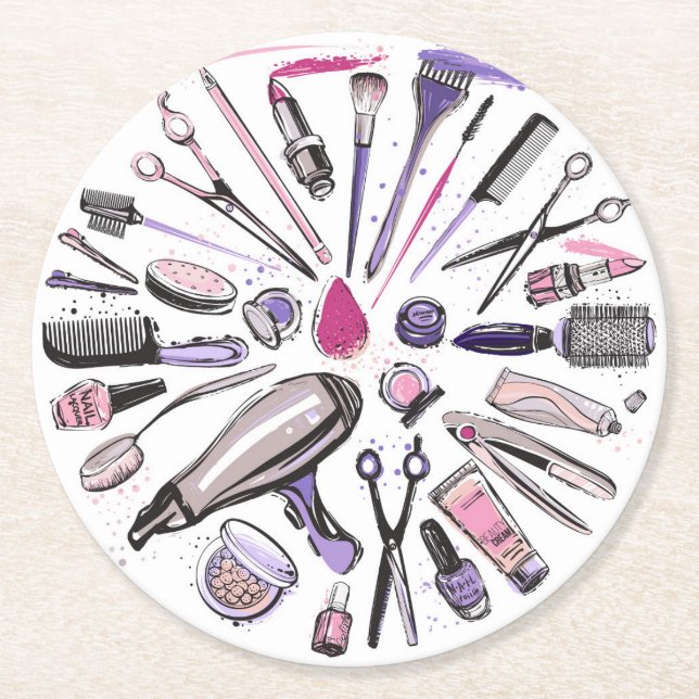 Makeup Circle Design Underlägg Papper Rund (Framsidan)