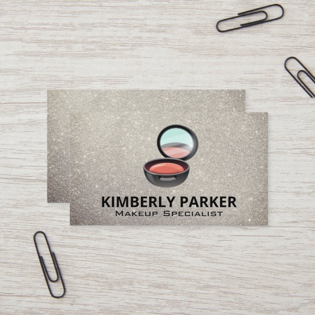 Makeup Compact | Bakgrund för Glitter Visitkort (Fram/Back In Situ)