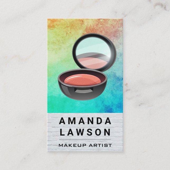 Makeup Compact | Färg för vit Struktur-tegel Tidsbeställning Kort (Framsida)