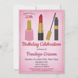 Makeup Cosmetic Birthday Beauty Spa Inbjudningar